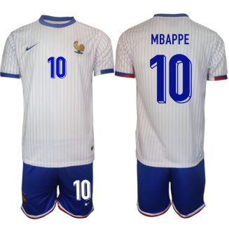 Goedkope Frankrijk Kylian Mbappe #10 Uitshirt EK 2024 Voetbalshirts 2024/25 Korte Mouw (+ Korte broeken) Kopen