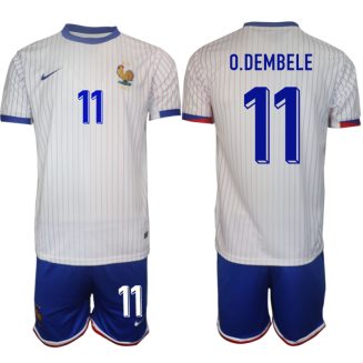 Goedkope Frankrijk Ousmane Dembele #11 Uitshirt EK 2024 Voetbalshirts 2024/25 Korte Mouw (+ Korte broeken) Kopen