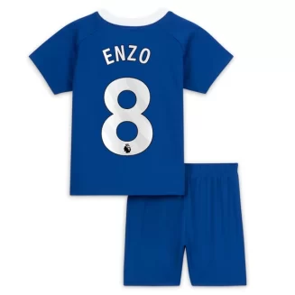 Kids Chelsea Enzo Fernández #8 Thuisshirt 2023-2024 Voetbalshirts Korte Mouw (+ Korte broeken)