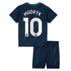 Kids Chelsea Mykhailo Mudryk #10 Uitshirt 2023-2024 Voetbalshirts Korte Mouw (+ Korte broeken)