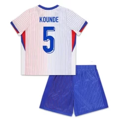 Kids Frankrijk Jules Kounde #5 Uitshirt EK 2024 Voetbalshirts Korte Mouw (+ Korte broeken)