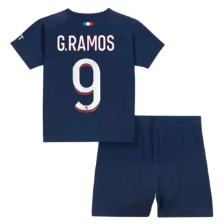 Kids Paris Saint Germain PSG Gonçalo Ramos #9 Thuisshirt 2023-2024 Voetbalshirts Korte Mouw (+ Korte broeken)