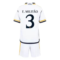 Kids Real Madrid Eder Militao #3 Thuisshirt 2023-2024 Voetbalshirts Korte Mouw (+ Korte broeken)