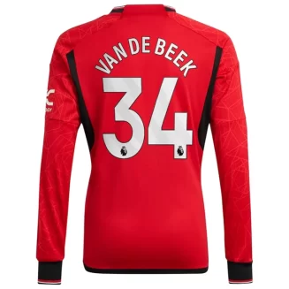 Manchester United Donny van de Beek #34 Thuisshirt 2023-2024 Voetbalshirts Lange Mouwen