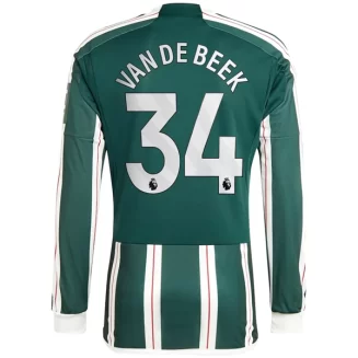 Manchester United Donny van de Beek #34 Uitshirt 2023-2024 Voetbalshirts Lange Mouwen