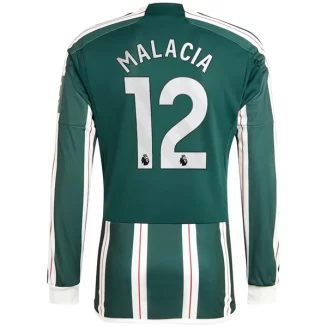 Manchester United Tyrell Malacia #12 Uitshirt 2023-2024 Voetbalshirts Lange Mouwen