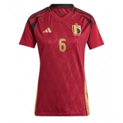 Dames België Amadou Onana #6 Thuisshirt EK 2024 Voetbalshirts Korte Mouw-1