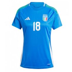 Dames Italië Nicolo Barella #18 Thuisshirt EK 2024 Voetbalshirts Korte Mouw-1