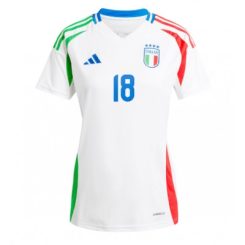 Dames Italië Nicolo Barella #18 Uitshirt EK 2024 Voetbalshirts Korte Mouw-1