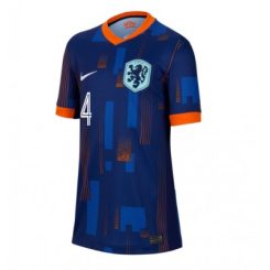 Dames Nederland Virgil van Dijk #4 Uitshirt EK 2024 Voetbalshirts Korte Mouw-1