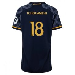 Dames Real Madrid Aurelien Tchouameni #18 Uitshirt 2023-2024 Voetbalshirts Korte Mouw