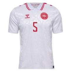 Denemarken Joakim Mahle #5 Uitshirt EK 2024 Voetbalshirts Korte Mouw-1