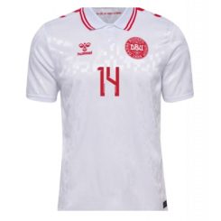 Denemarken Mikkel Damsgaard #14 Uitshirt EK 2024 Voetbalshirts Korte Mouw-1