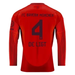 FC Bayern München Matthijs de Ligt #4 Thuisshirt 2024-2025 Voetbalshirts Lange Mouwen