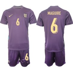 Goedkope Engeland Harry Maguire #6 Uitshirt EK 2024 Voetbalshirts 2024/25 Korte Mouw (+ Korte broeken) Kopen