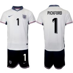 Goedkope Engeland Jordan Pickford #1 Thuisshirt EK 2024 Voetbalshirts 2024/25 Korte Mouw (+ Korte broeken) Kopen