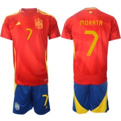 Goedkope Spanje Alvaro Morata #7 Thuisshirt EK 2024 Voetbalshirts 2024/25 Korte Mouw (+ Korte broeken) Kopen