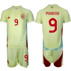 Goedkope Spanje Gerard Moreno #9 Uitshirt EK 2024 Voetbalshirts 2024/25 Korte Mouw (+ Korte broeken) Kopen