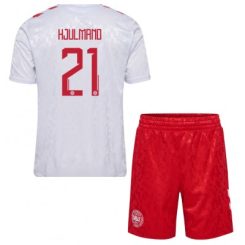 Kids Denemarken Morten Hjulmand #21 Uitshirt EK 2024 Voetbalshirts Korte Mouw (+ Korte broeken)