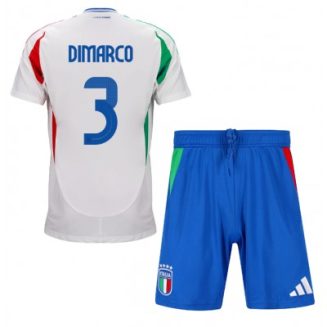 Kids Italië Federico Dimarco #3 Uitshirt EK 2024 Voetbalshirts Korte Mouw (+ Korte broeken)