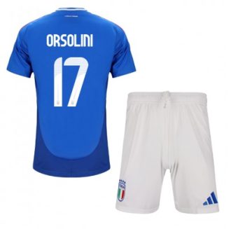 Kids Italië Riccardo Orsolini #17 Thuisshirt EK 2024 Voetbalshirts Korte Mouw (+ Korte broeken)