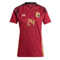 Dames België Amadou Onana #24 Thuisshirt EK 2024 Voetbalshirts Korte Mouw-1