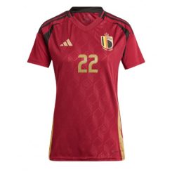 Dames België Jeremy Doku #22 Thuisshirt EK 2024 Voetbalshirts Korte Mouw-1