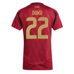 Dames België Jeremy Doku #22 Thuisshirt EK 2024 Voetbalshirts Korte Mouw