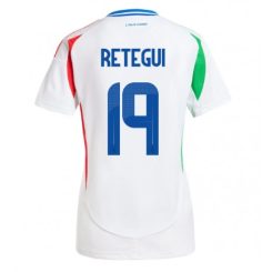 Dames Italië Mateo Retegui #19 Uitshirt EK 2024 Voetbalshirts Korte Mouw