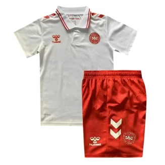 Denemarken Uitshirt EK 2024 Kids Voetbalshirts Korte Mouw