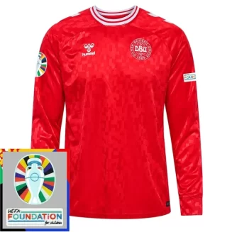 Goedkope EK 2024 Denemarken Thuisshirt Lange Mouwen Patch Kopen