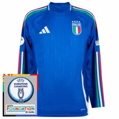 Goedkope EK 2024 Italië Thuisshirt Lange Mouwen Patch Kopen