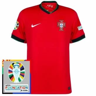 Goedkope EK 2024 Portugal Thuisshirt Korte Mouw Patch Kopen