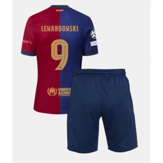 Kids Barcelona Robert Lewandowski #9 Thuisshirt 2024-2025 Korte Mouw (+ Korte broeken)