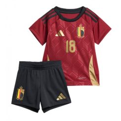 Kids België Orel Mangala #18 Thuisshirt EK 2024 Voetbalshirts Korte Mouw (+ Korte broeken)-1