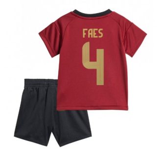 Kids België Wout Faes #4 Thuisshirt EK 2024 Voetbalshirts Korte Mouw (+ Korte broeken)