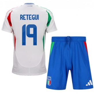 Kids Italië Mateo Retegui #19 Uitshirt EK 2024 Voetbalshirts Korte Mouw (+ Korte broeken)