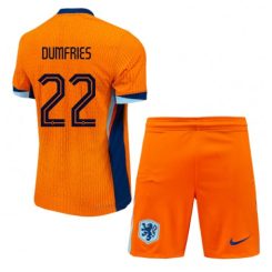 Kids Nederland Denzel Dumfries #22 Thuisshirt EK 2024 Voetbalshirts Korte Mouw (+ Korte broeken)