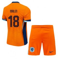 Kids Nederland Donyell Malen #18 Thuisshirt EK 2024 Voetbalshirts Korte Mouw (+ Korte broeken)