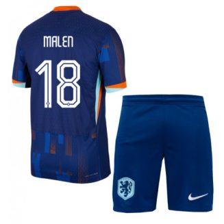 Kids Nederland Donyell Malen #18 Uitshirt EK 2024 Voetbalshirts Korte Mouw (+ Korte broeken)