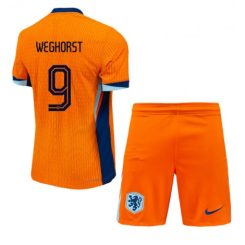 Kids Nederland Wout Weghorst #9 Thuisshirt EK 2024 Voetbalshirts Korte Mouw (+ Korte broeken)