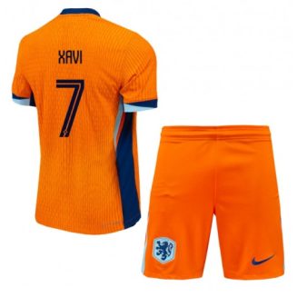 Kids Nederland Xavi Simons #7 Thuisshirt EK 2024 Voetbalshirts Korte Mouw (+ Korte broeken)