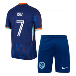 Kids Nederland Xavi Simons #7 Uitshirt EK 2024 Voetbalshirts Korte Mouw (+ Korte broeken)