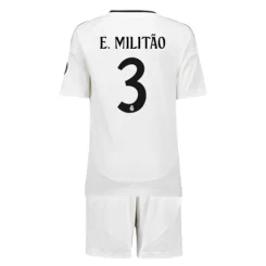 Kids Real Madrid Eder Militao #3 Thuisshirt 2024-2025 Korte Mouw (+ Korte broeken)