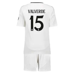 Kids Real Madrid Federico Valverde #15 Thuisshirt 2024-2025 Korte Mouw (+ Korte broeken)