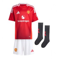 Kopen Kids Manchester United Bruno Fernandes #8 Thuisshirt 2024-2025 Korte Mouw (+ Korte broeken)-1