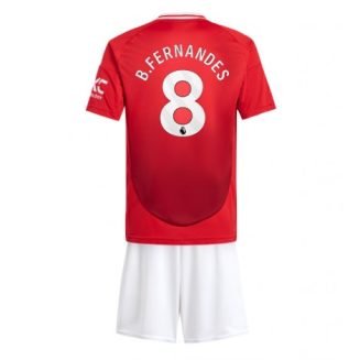 Kopen Kids Manchester United Bruno Fernandes #8 Thuisshirt 2024-2025 Korte Mouw (+ Korte broeken)