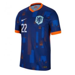 Nederland Denzel Dumfries #22 Uitshirt EK 2024 Voetbalshirts Korte Mouw-1