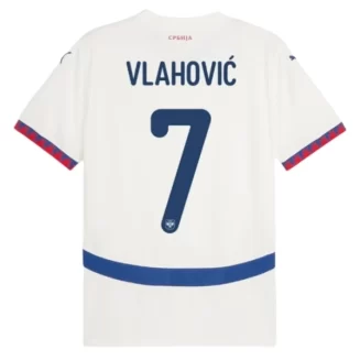 Kopen EK 2024 Servië Dušan Vlahović #7 Uitshirt Korte Mouw