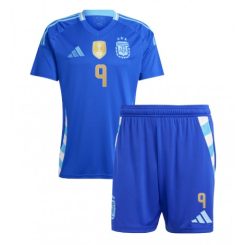 Kopen Kids Argentinië Julian Alvarez #9 Uitshirt Copa América 2024 Korte Mouw (+ Korte broeken)-1